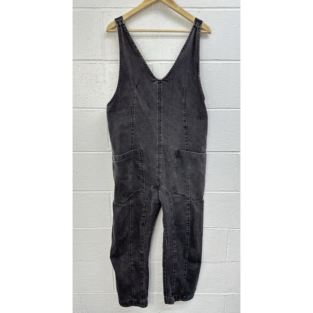 We The Free High Roller Jumpsuit‎ Womens Small Black Denim Relaxed Bib Overalls